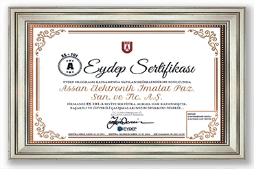 Savunma Sanayii Başkanlığı tarafından yürütülen Endüstriyel Yetkinlik Değerlendirme ve Destekleme Programı (EYDEP) kapsamında yapılan değerlendirme sonucunda, ES-101-A seviyesinde sertifika almaya hak kazandık.